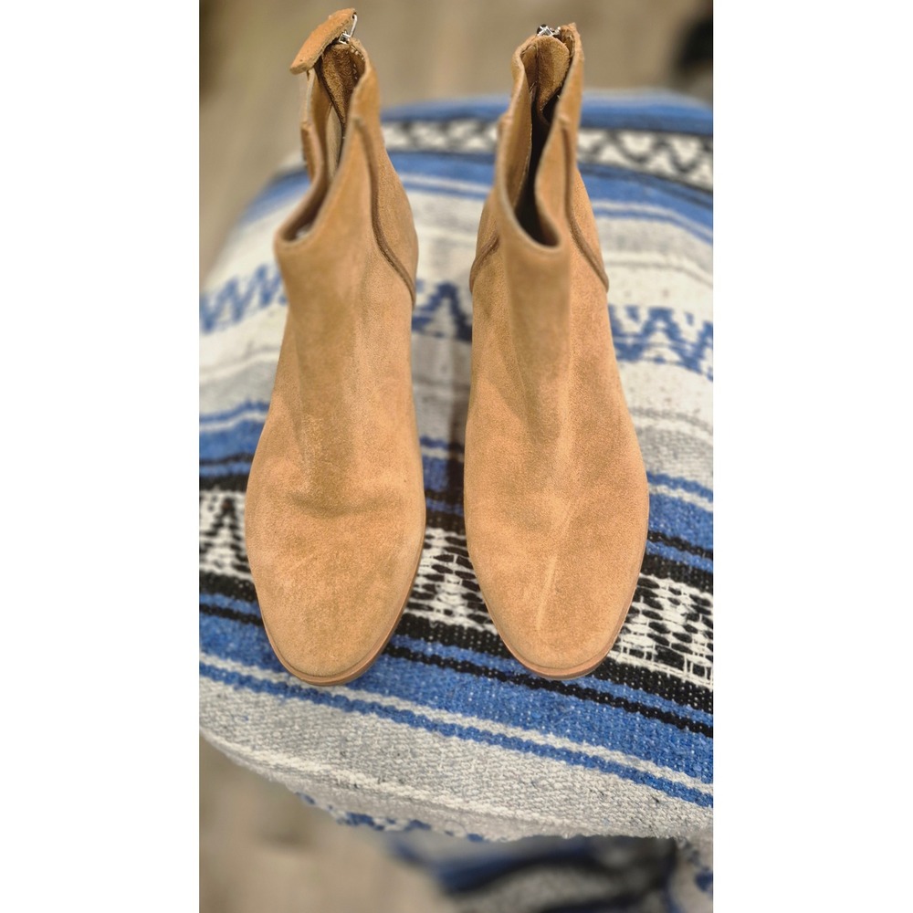 DOLCE VITA Tavin Tan Suede Ankle Boots Pointed Toe Back Zip Womens 8.5M - Picture 4 of 9